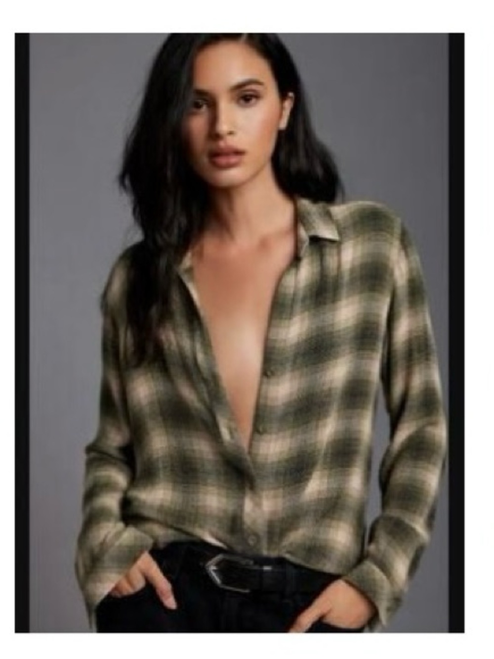 Cloth & Stone / Green Plaid Button-down Shirt / Size S